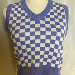 Checkered Knit Sleeveless Top